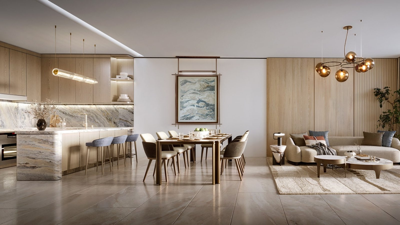 Studio open-plan living and kitchen