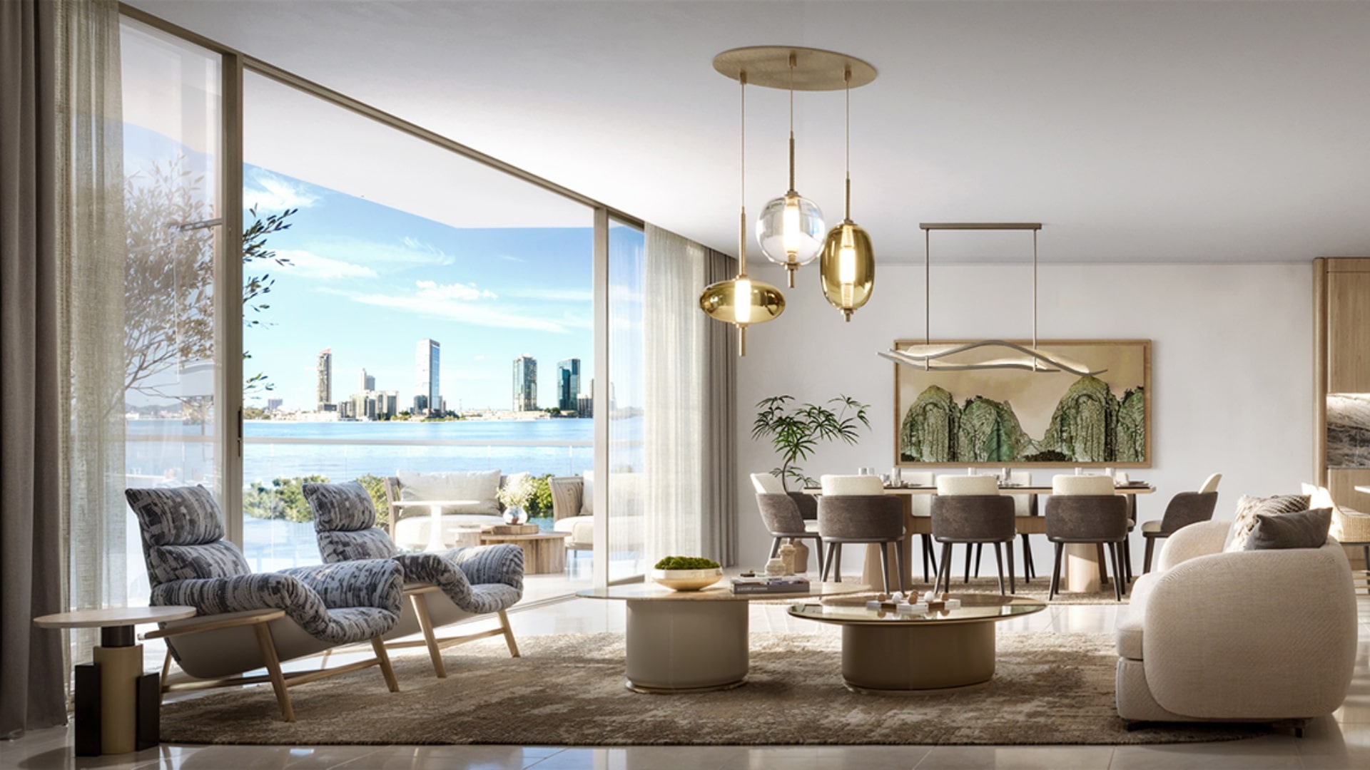 Two bedroom townhouse living space at Radisson Residences Reem Island